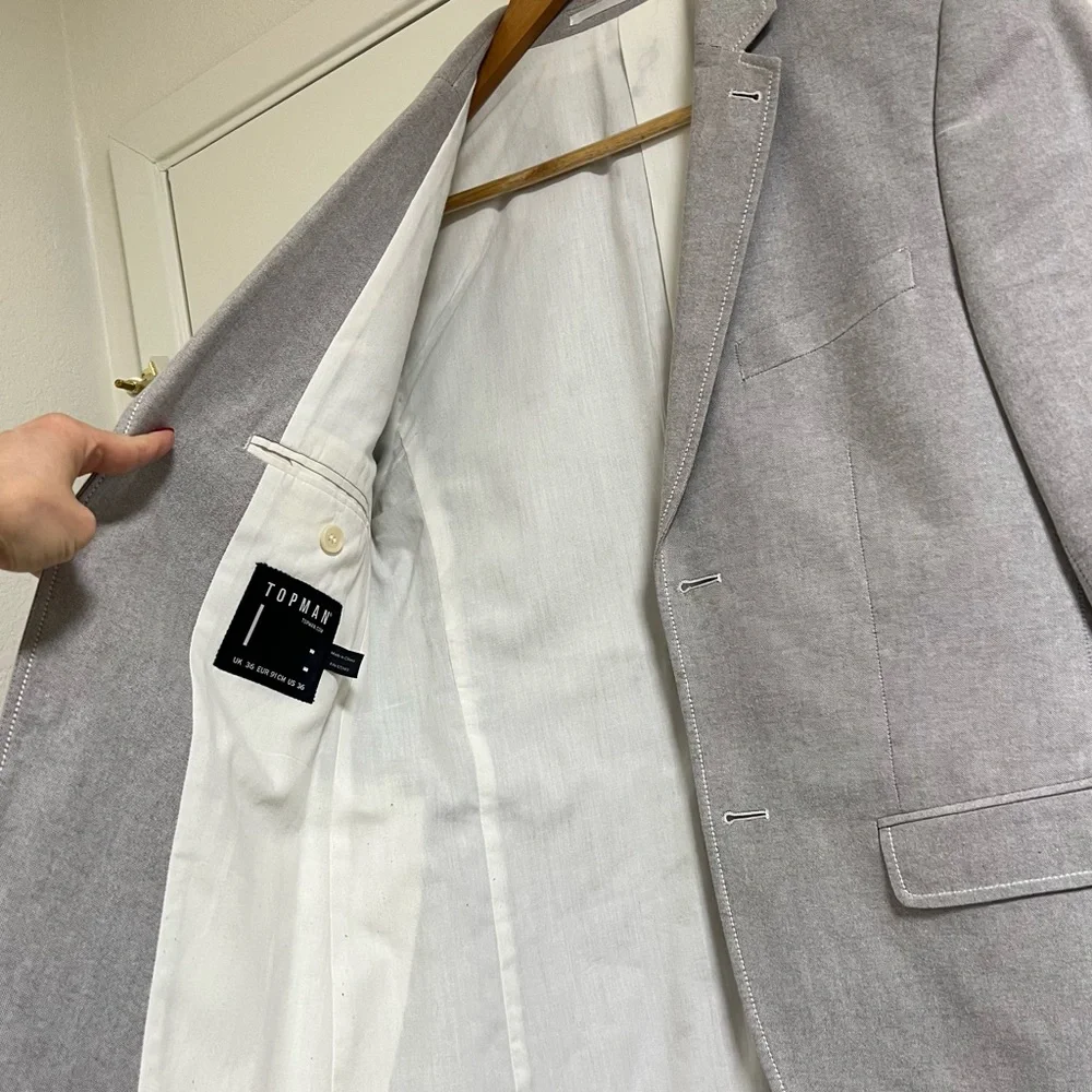 Topman Light Gray Chambray Blazer‎
